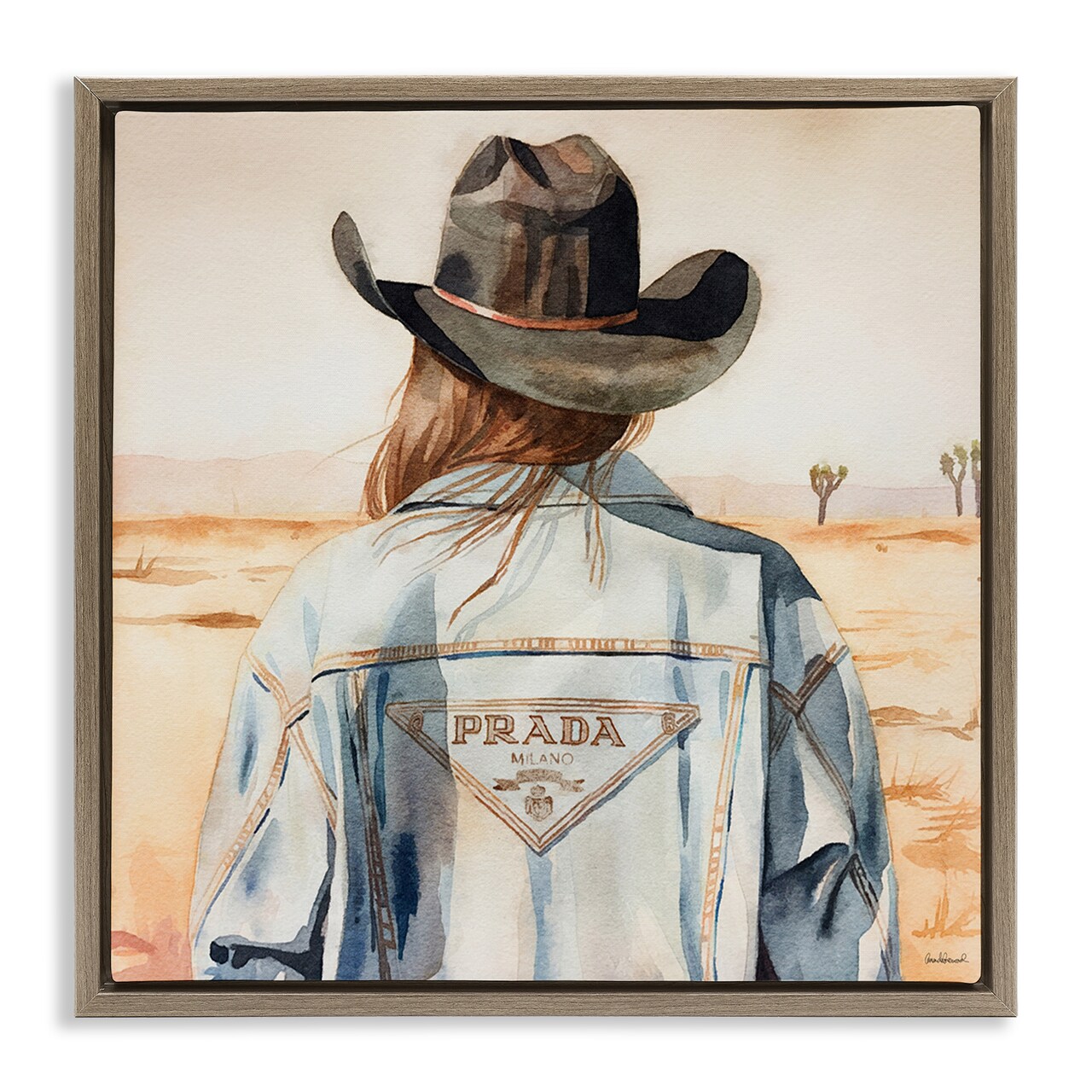 Stupell Industries Glam Desert Cowgirl Floater Framed Canvas Wall Art Design by Amanda Greenwood